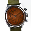 Record Sport Stainless Steel 1940s Oversized Chronograph Copper Patina Dial Rare